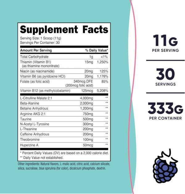 Nutricost Pre-Workout Powder for Women, Blue Raspberry, 30 Servings