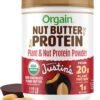 Orgain X Justin's ® Organic Vegan Nut Butter Protein Powder, Chocolate Peanut Butter- 20g Plant Protein, 1g Sugar, Gluten Free, No Dairy, Soy Ingredients, or Artificial Flavors, 1.17 lb