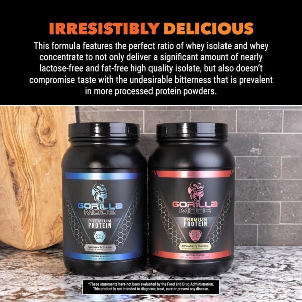 Gorilla Mind Premium Chocolate, 25 Grams of Whey Protein Isolate & Concentrate,Recover and Build Muscle (30 Servings)
