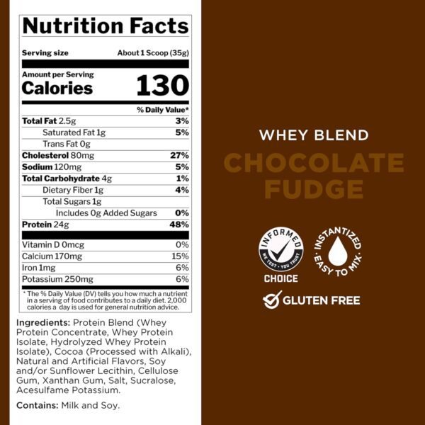 Rule One Proteins, R1 Whey Blend- Chocolate Fudge, 24g Fast-Acting Whey Protein Concentrates, Isolates, and Hydrolysates Per Serving, with Naturally Occurring EAAs and BCAAs, 5lbs