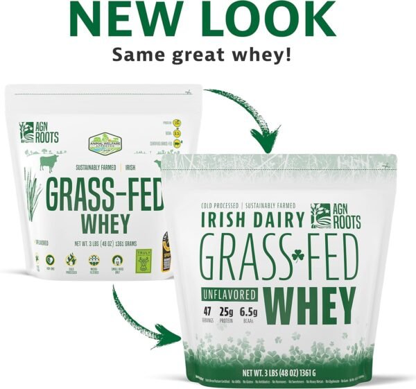 Grass Fed Whey Protein Powder Isolate - Unflavored - Unsweetened - Certified Entire Life On Pasture - A Greener World - ASPCA Registered Brand List - Informed-Sport - 3lbs
