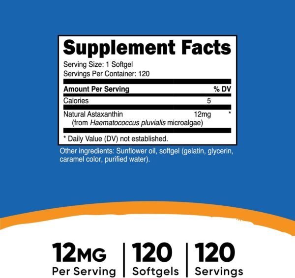 Nutricost Astaxanthin 12mg, Non-GMO and Gluten Free, 120 Softgels (4 Month Supply)