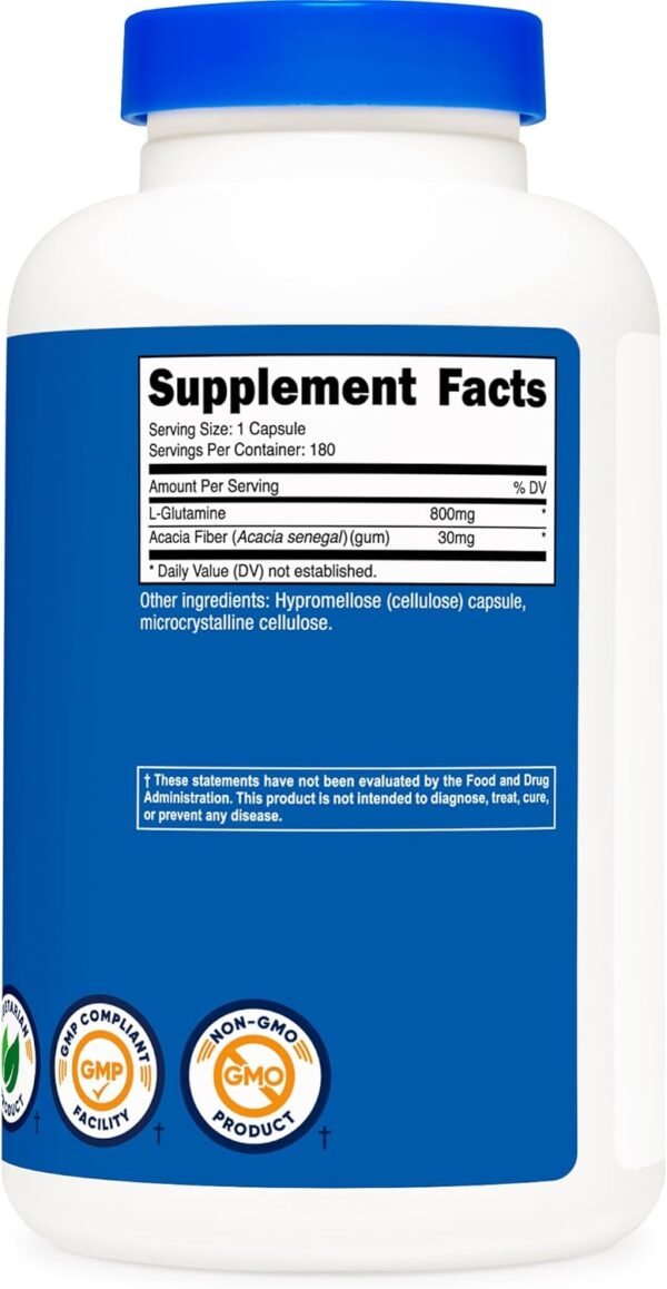 Nutricost L-Glutamine 800mg, 180 Capsules - Gluten Free, Non-GMO