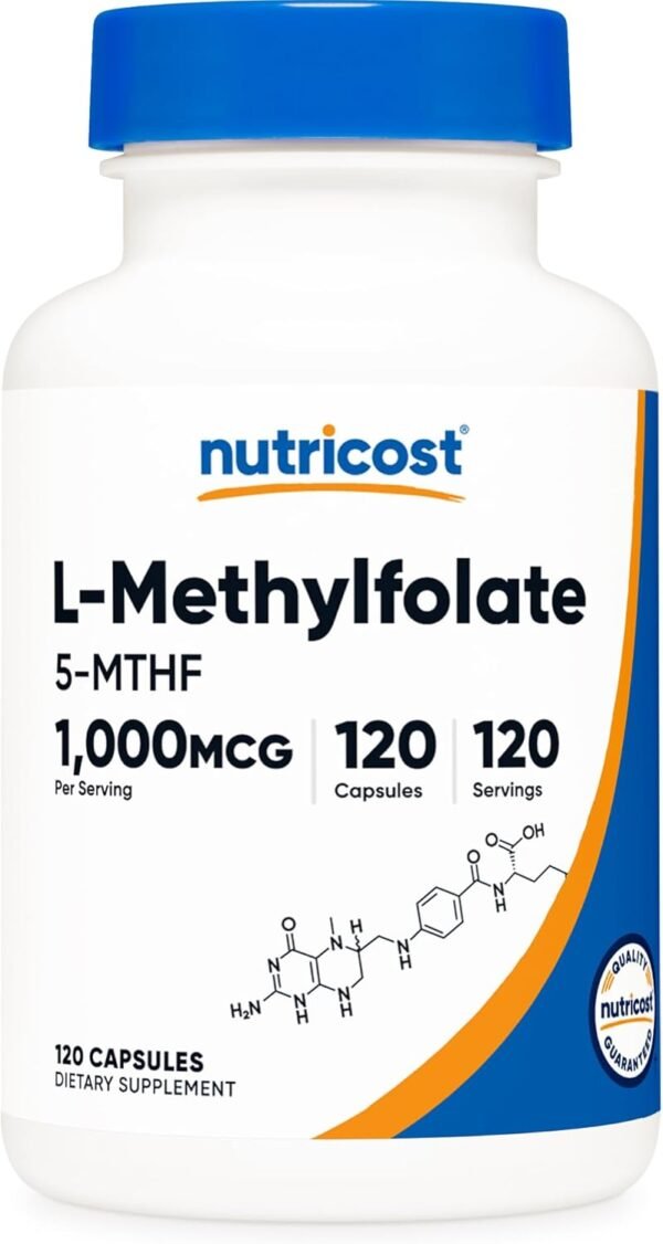 Nutricost Methylfolate 1000mcg, 120 Vegetarian Capsules - Gluten Free, Non-GMO