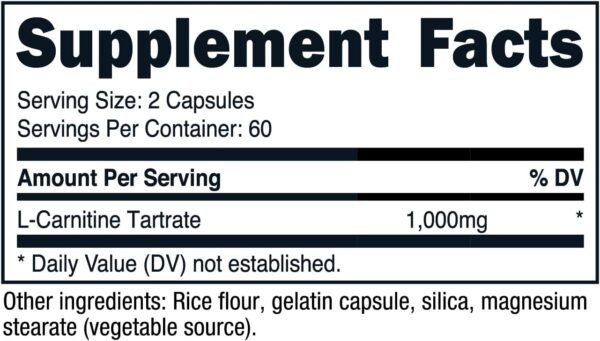 Nutricost L-Carnitine Tartrate 1000mg, 120 Capsules - 500mg Per Capsule (60 Servings)