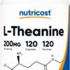 Nutricost L-Theanine 200mg, 120 Capsules, Double Strength - Non-GMO, Gluten Free