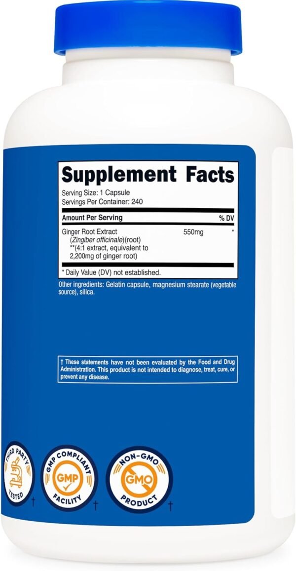 Nutricost Ginger Root Extract 2,200mg, 240 Capsules - Gluten Free, Non-GMO, 550mg of 4:1 Extract