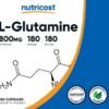 Nutricost L-Glutamine 800mg, 180 Capsules - Gluten Free, Non-GMO