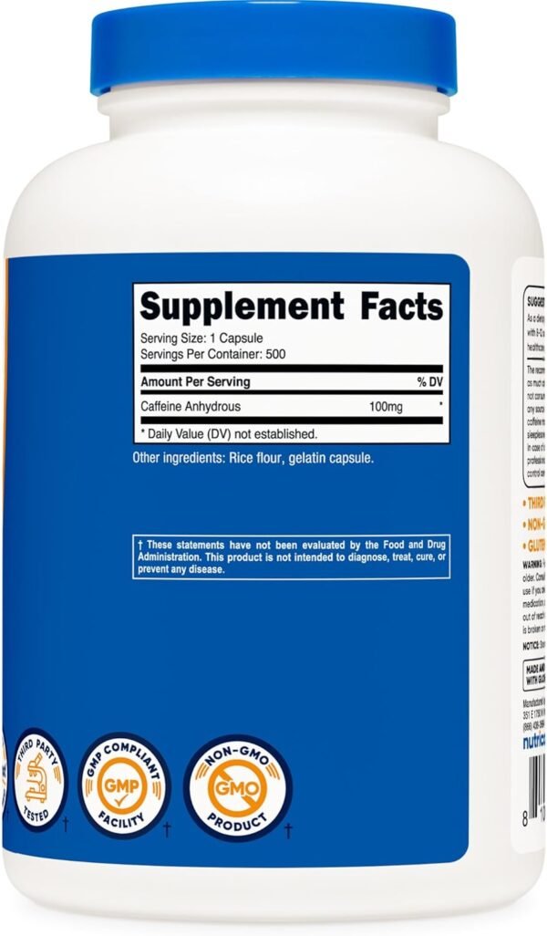 Nutricost Caffeine Pills 100mg, 500 Capsules
