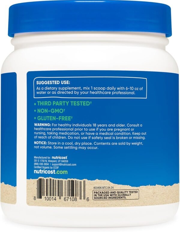 Nutricost Organic Inulin Powder 1LB (454 Grams) 7 Grams of Fiber Per Serving - from Chicory Root - Certified USDA Organic