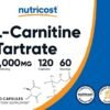 Nutricost L-Carnitine Tartrate 1000mg, 120 Capsules - 500mg Per Capsule (60 Servings)
