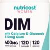 Nutricost Diindolylmethane DIM Supplement for Women 400mg, 120 Capsules, with Dong Quai, Calcium & Black Cohosh - Vegan, Non-GMO and Gluten Free