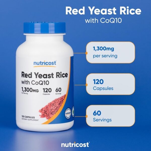 Nutricost Red Yeast Rice with CoQ10 1300mg, 120 Capsules, 60 Servings - Non-GMO, Gluten Free