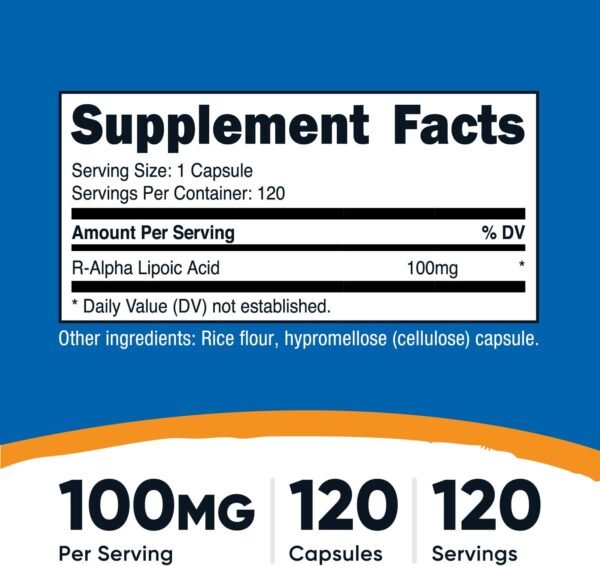 Nutricost R-Alpha Lipoic Acid 100mg, 120 Capsules - Veggie Capsules, Non-GMO, Gluten Free