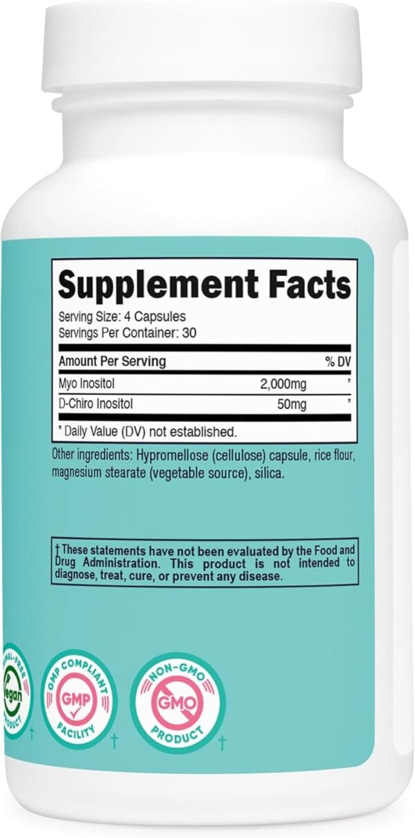 Nutricost Myo Inositol & D-Chiro Inositol for Women 2000mg, 120 Capsules, 2000mg Myo & 50mg D-Chiro Per Serving, 30 Servings, Vegetarian Friendly, Non-GMO & Gluten Free