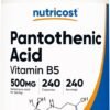 Nutricost Pantothenic Acid (Vitamin B5) 500mg, 240 Capsules