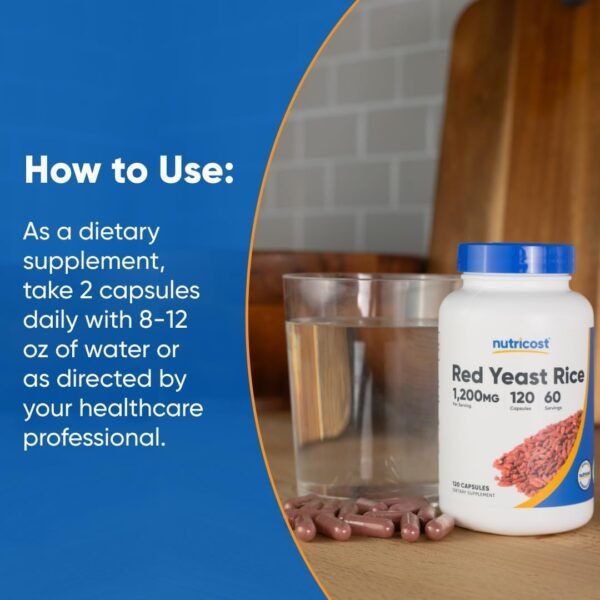 Nutricost Red Yeast Rice 1200mg, 120 Capsules - 60 Serv, Veggie Caps, Non-GMO, Gluten Free