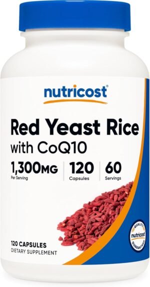 Nutricost Red Yeast Rice with CoQ10 1300mg, 120 Capsules, 60 Servings - Non-GMO, Gluten Free