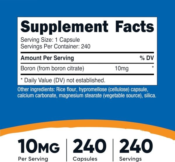 Nutricost Boron Capsules 10mg, 240 Vegetarian Capsules, Gluten Free and Non-GMO