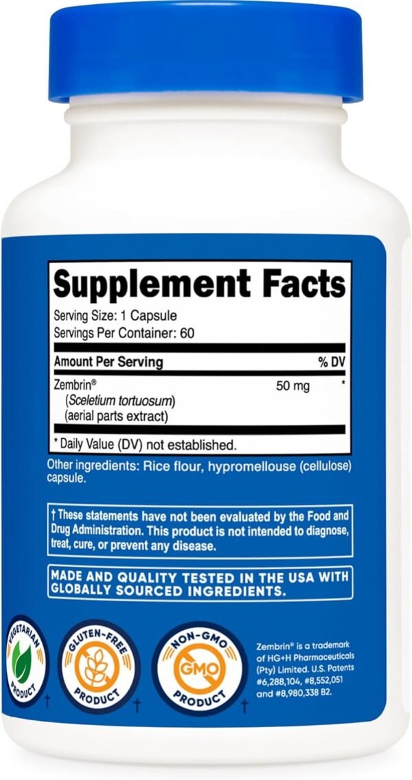 Nutricost Zembrin (Sceletium Tortuosum) 60 Capsules (50mg Each) - Vegetarian Capsules, Non-GMO, Gluten Free