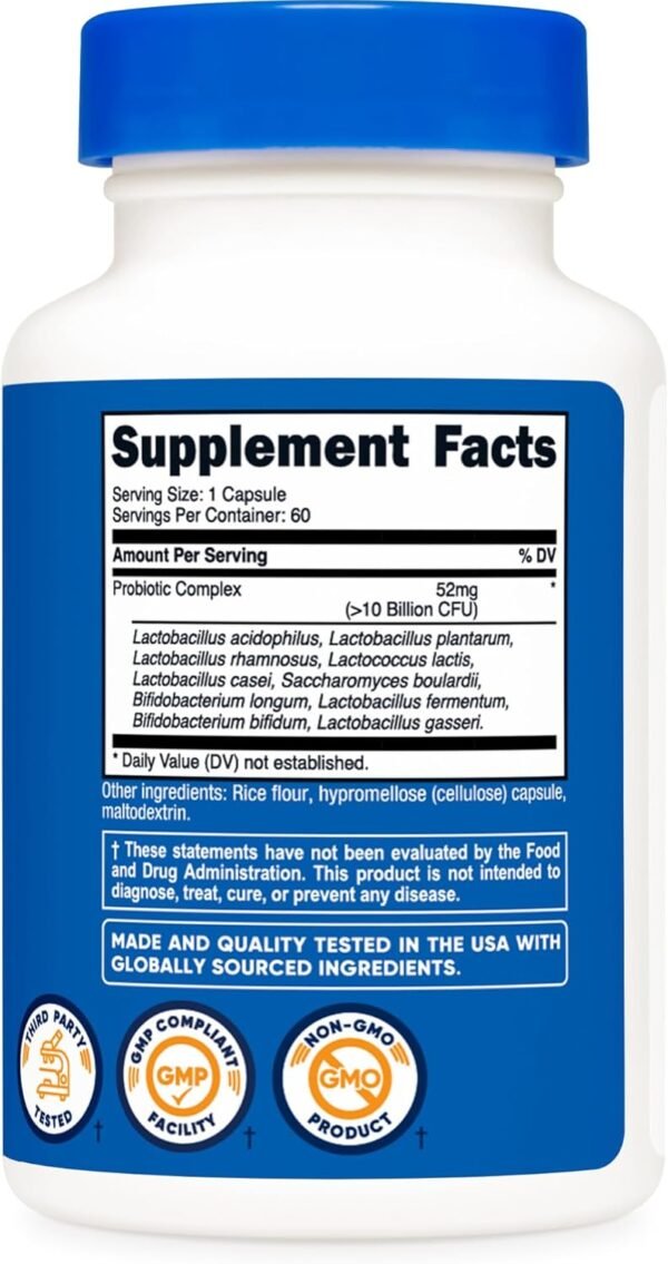 Nutricost Probiotic Complex (10 Billion CFU) 60 Capsules - Acidophilus Plus 9 Other Probiotics, Non-GMO, Gluten Free Supplement
