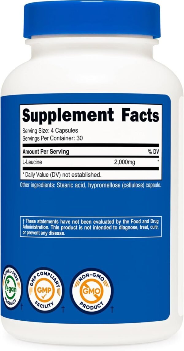 Nutricost L-Leucine 2,000mg, 120 Vegetarian Capsules, Non-GMO, Gluten Free, 30 Servings