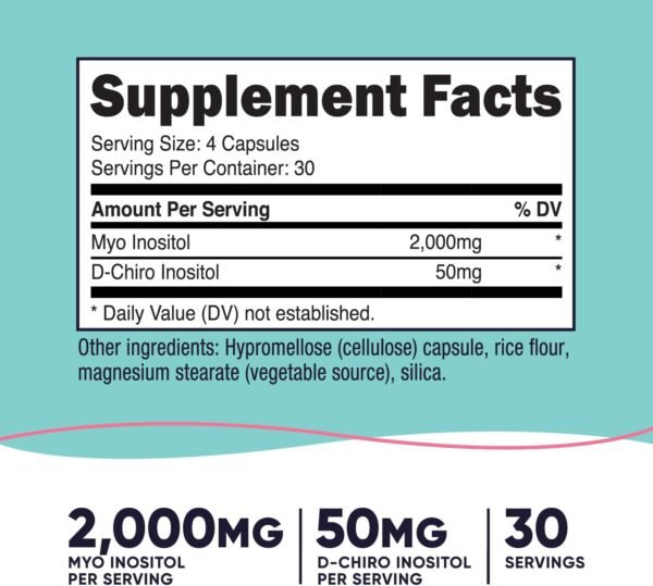 Nutricost Myo Inositol & D-Chiro Inositol for Women 2000mg, 120 Capsules, 2000mg Myo & 50mg D-Chiro Per Serving, 30 Servings, Vegetarian Friendly, Non-GMO & Gluten Free