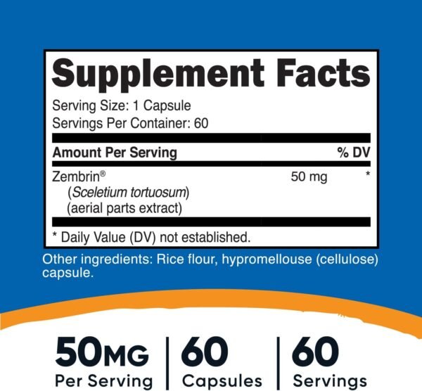Nutricost Zembrin (Sceletium Tortuosum) 60 Capsules (50mg Each) - Vegetarian Capsules, Non-GMO, Gluten Free