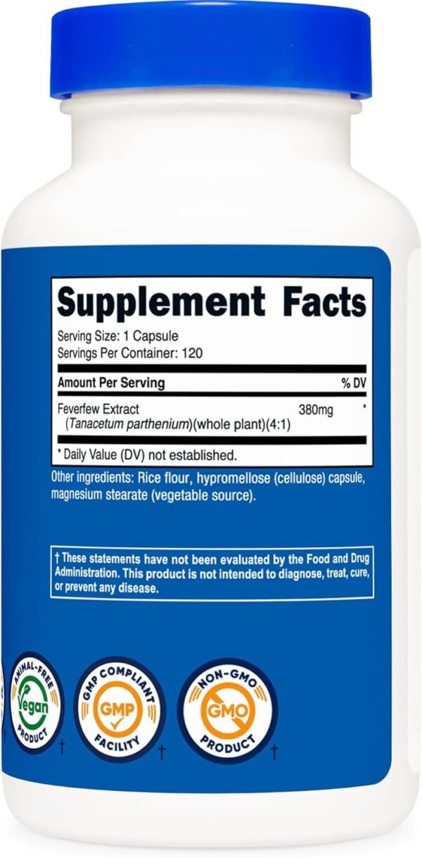 Nutricost Feverfew Capsules 380mg, 120 Capsules, Vegetarian Friendly, Non-GMO & Gluten Free