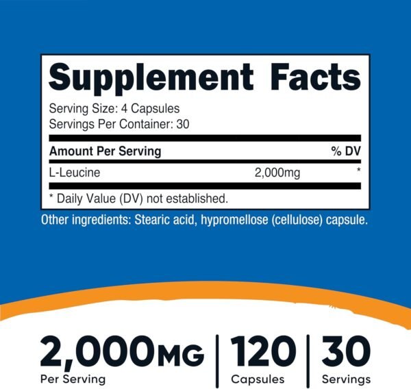Nutricost L-Leucine 2,000mg, 120 Vegetarian Capsules, Non-GMO, Gluten Free, 30 Servings