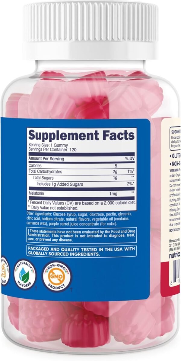 Nutricost Kids Melatonin Gummies 1mg, 120 Gummies, Strawberry Flavored