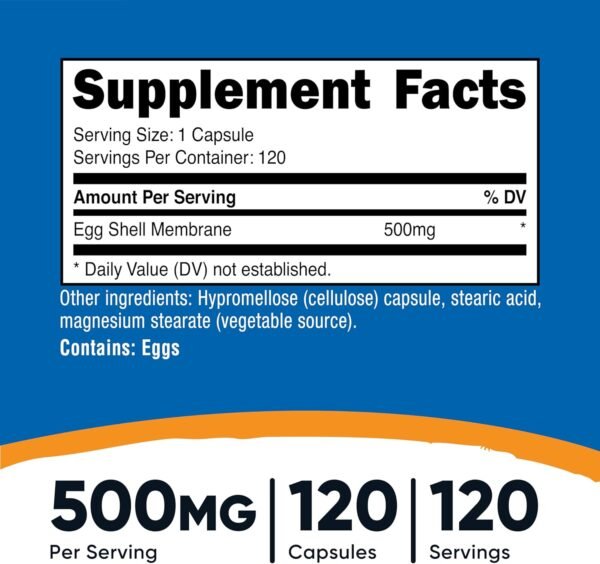 Nutricost Egg Shell Membrane, 500 MG Per Serving, 120 Capsules - GMO Free, Gluten Free