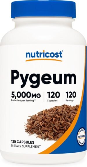 Nutricost Pygeum Extract 5000mg Equivalent, 120 Capsules (from 500mg of 10:1 Extract) - Veggie Capsules, Non-GMO, Gluten Free, Vegetarian Friendly