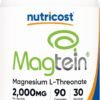 Nutricost Magtein Magnesium L-Threonate 2,000mg, 90 Capsules - Gluten Free, Vegetarian, 30 Servings