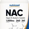 Nutricost N-Acetyl L-Cysteine (NAC) 1000 mg, 240 Vegan Tablets - GMO Free, Gluten Free, Vegetarian Supplement