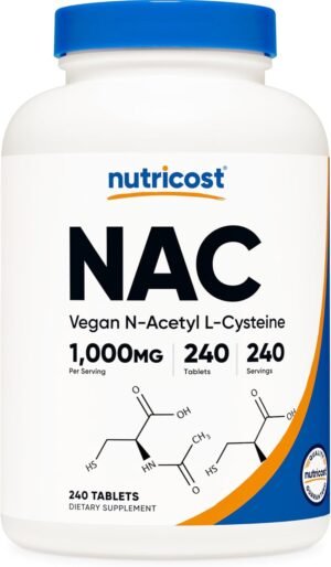 Nutricost N-Acetyl L-Cysteine (NAC) 1000 mg, 240 Vegan Tablets - GMO Free, Gluten Free, Vegetarian Supplement