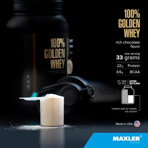 Maxler 100% Golden Whey - 22g of Protein per Serving - High Protein, Low Fat, Low Carb, Complete Amino Acid Profile - Rich Chocolate Protein 5 lb