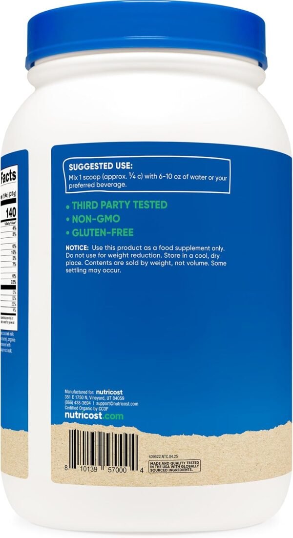Nutricost Organic Vegan Protein Chocolate (2 LB) - Gluten-Free, GMO-Free