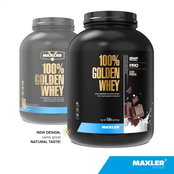 Maxler 100% Golden Whey - 22g of Protein per Serving - High Protein, Low Fat, Low Carb, Complete Amino Acid Profile - Rich Chocolate Protein 5 lb