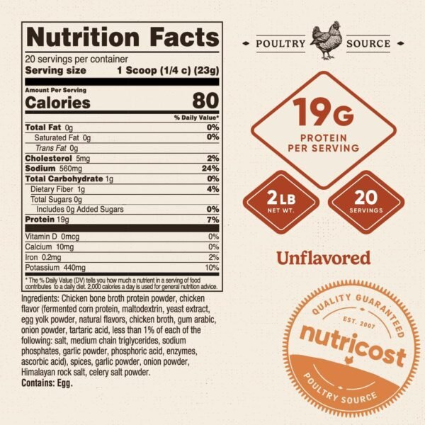 Nutricost Chicken Bone Broth Protein Powder (Chicken Soup Flavored, 20 Servings)